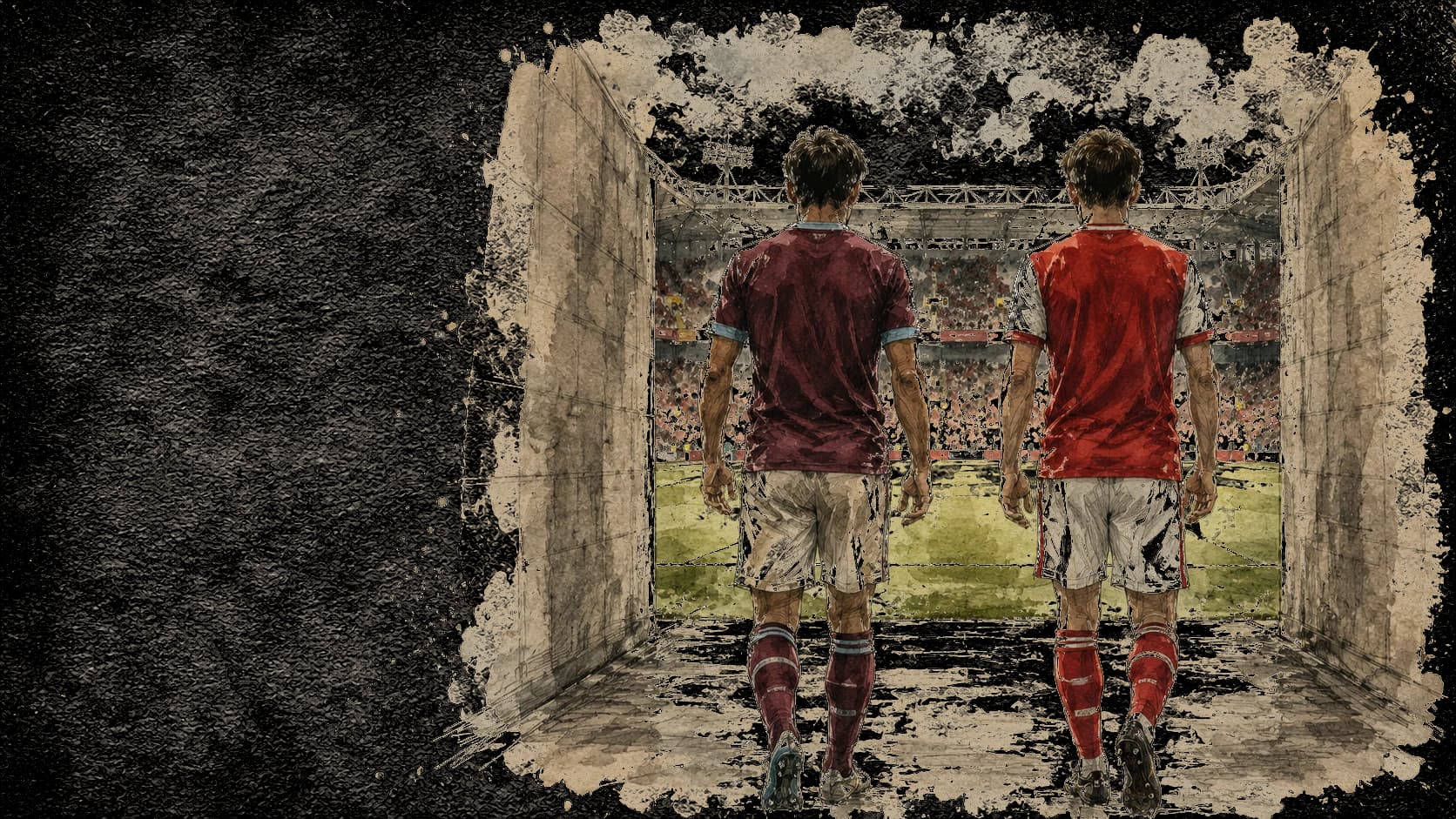 West Ham and Arsenal players walking out of the tunnel
